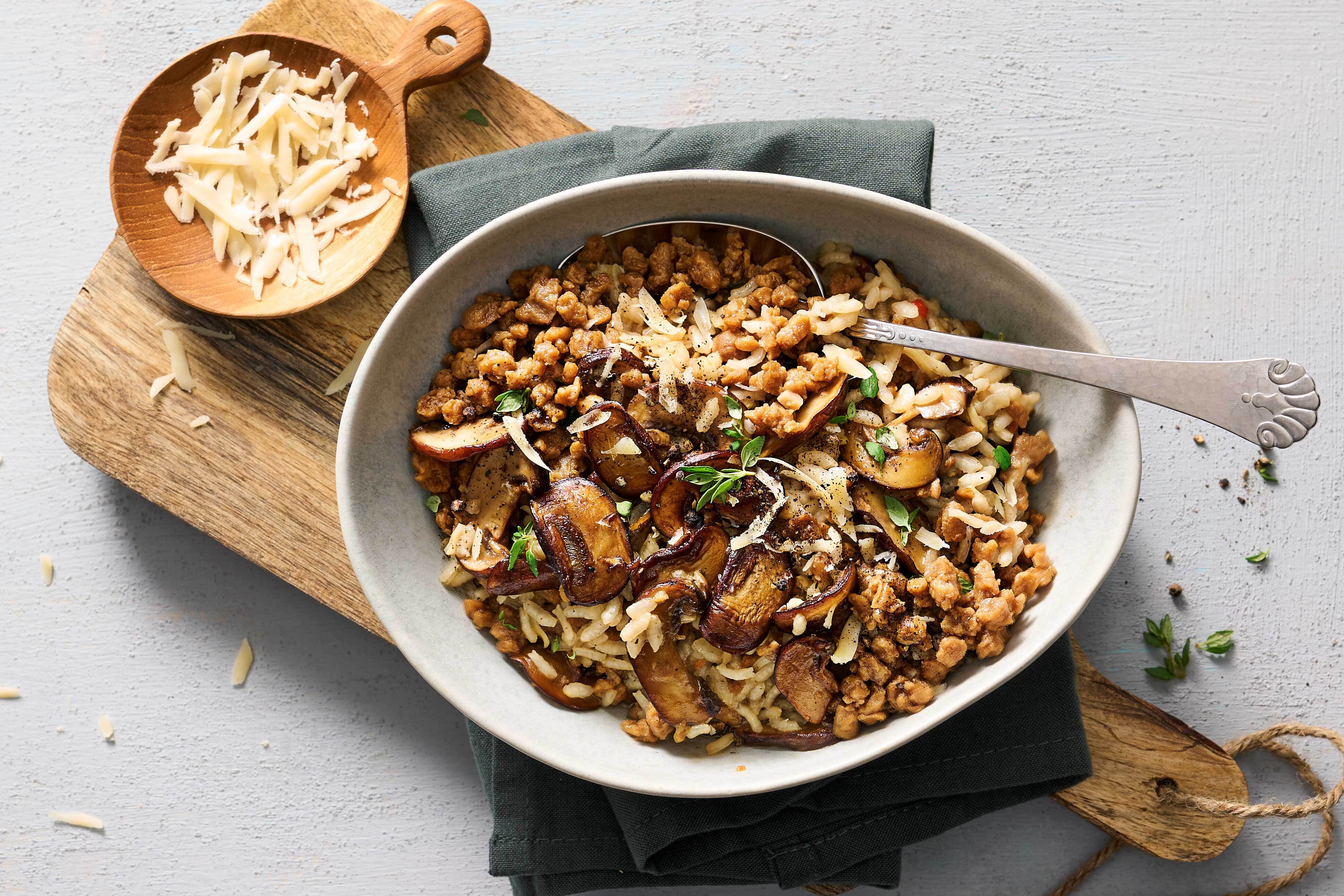Plantaardige risotto met paddentoelen
