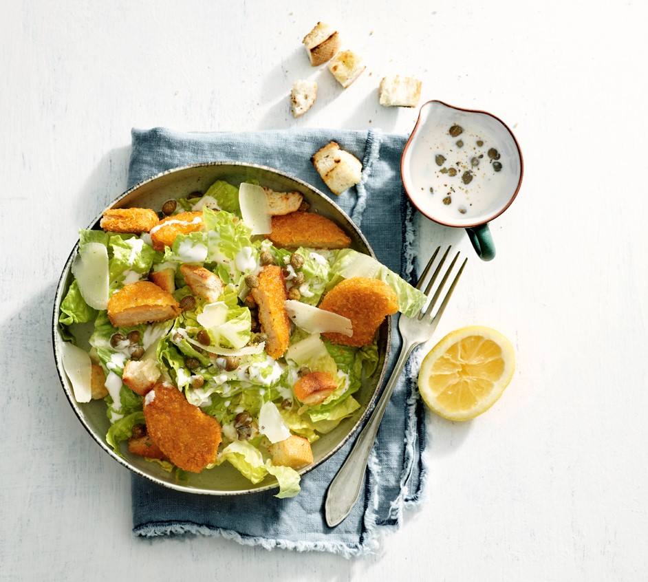 Caesarsalade met vegan Kipnuggets